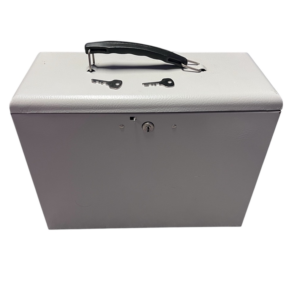 Vintage metal lock box with keys